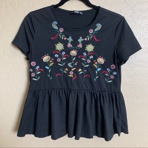 SHEIN Peplum embroidered top
